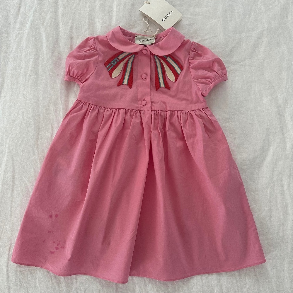 Gucci Infant Baby Pink Bow Dress NWT Size 18 - 24 months - Read Description